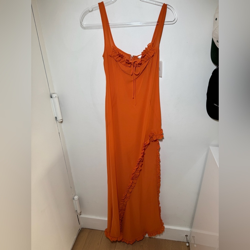 NWT Helsa Sheer Ruffled long dress - Picture 4 of 9